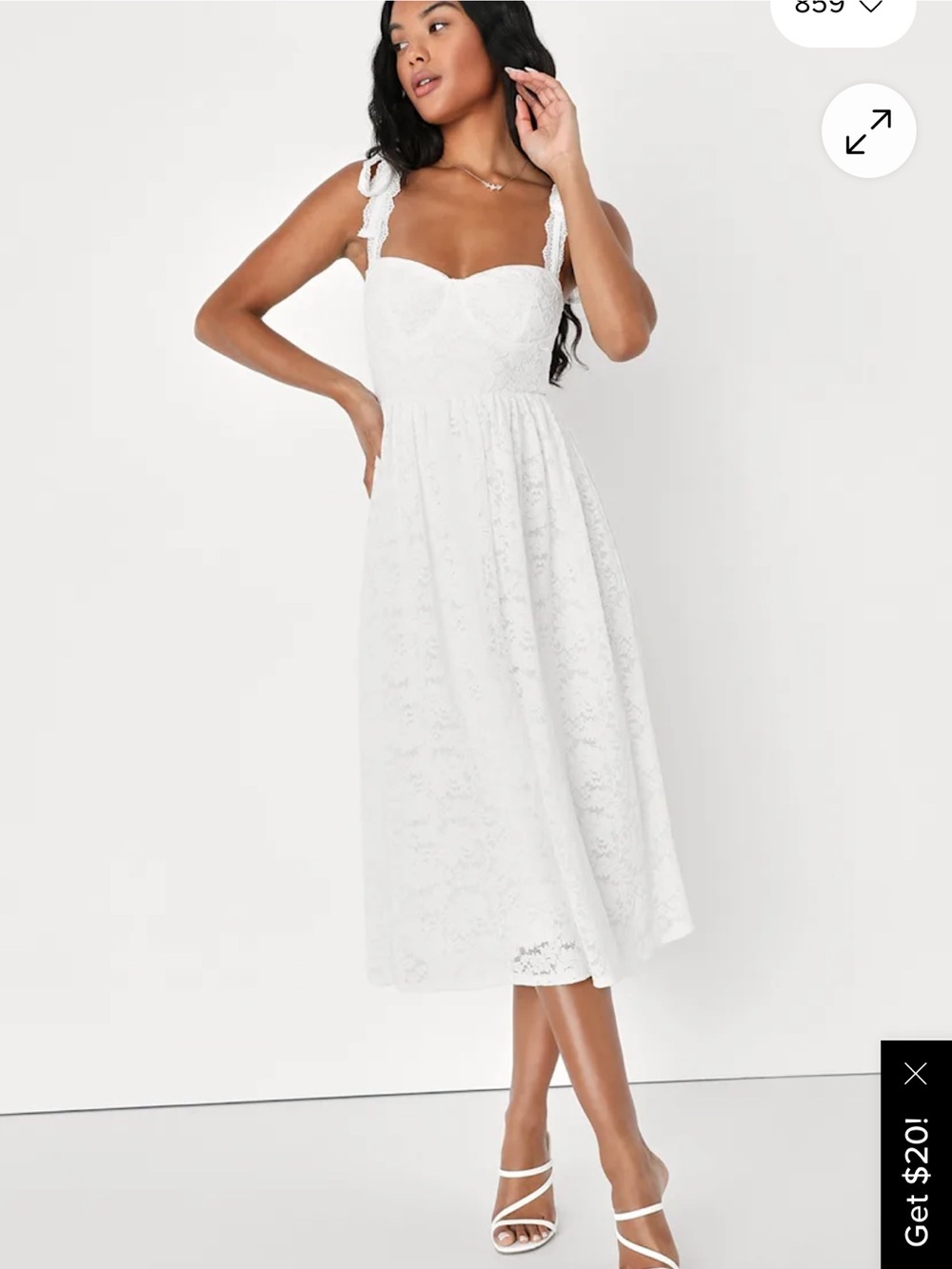 Lulus Endearing Charm White Lace Bustier Tie-strap Midi Dress - Size M